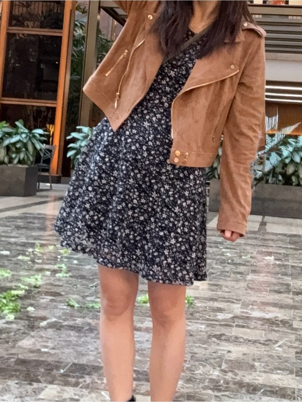 Navy Floral Short-Sleeve Mini Dress - Picture 6 of 6